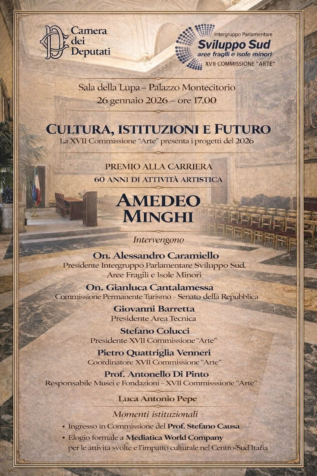 Amedeo Minghi premiato alla camera